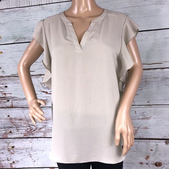 Banana Republic Tops - Banana Republic Tan Ruffle Sleeve Tunic - M